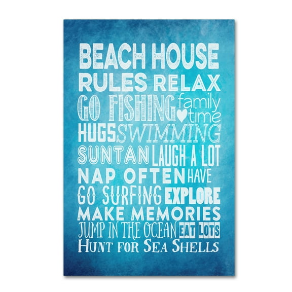 Trademark Fine Art 'Beach House Rules' Canvas Art by Marcee Duggar