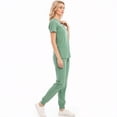thumbnail image 4 of Xfvqtps Scrub Set for Women Solid Color V-Neck Stretch Scrub Top Elastic Waist Jogger Scrub Pants with Pocket Short Sleeve Working Nursing Uniforms Set Green, 4 of 10