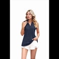 thumbnail image 3 of Blusas Sin Mangas para Mujer - Camisetas Sin Mangas Informales de Verano con Cuello en V, Camisas Holgadas con Cuello Liso, Azul Marino, Talla M, 3 of 10