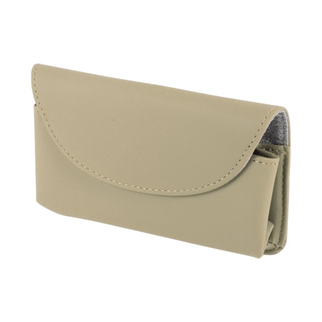 Estuche para gafas de sol de coche Unique Bargains con soporte magnético universal para parasol de gafas de sol para coche de cuero PU beige 15x8.5CM 1 Pcs
