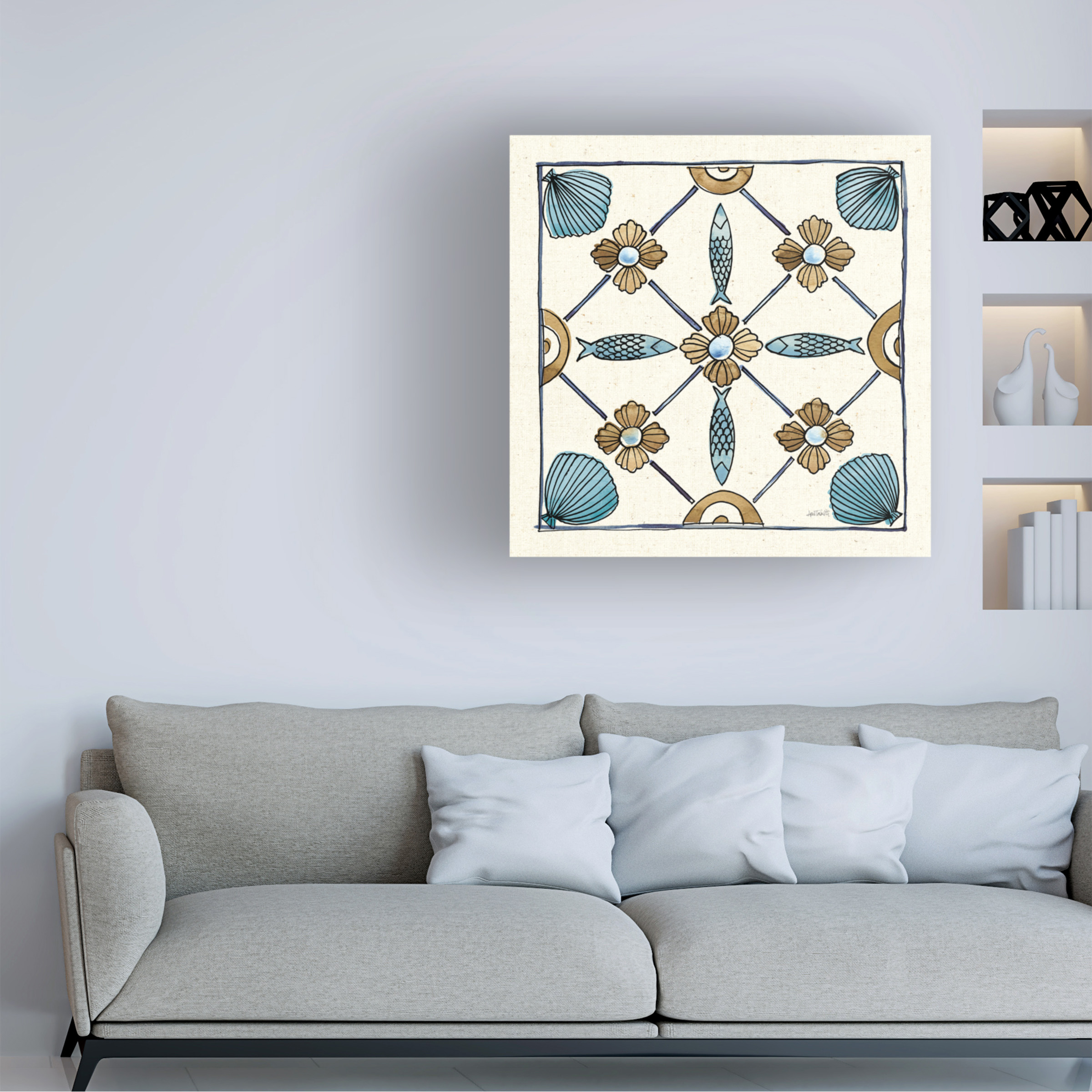 Anne Tavoletti 'Coastal Breeze Tile II' Canvas Art