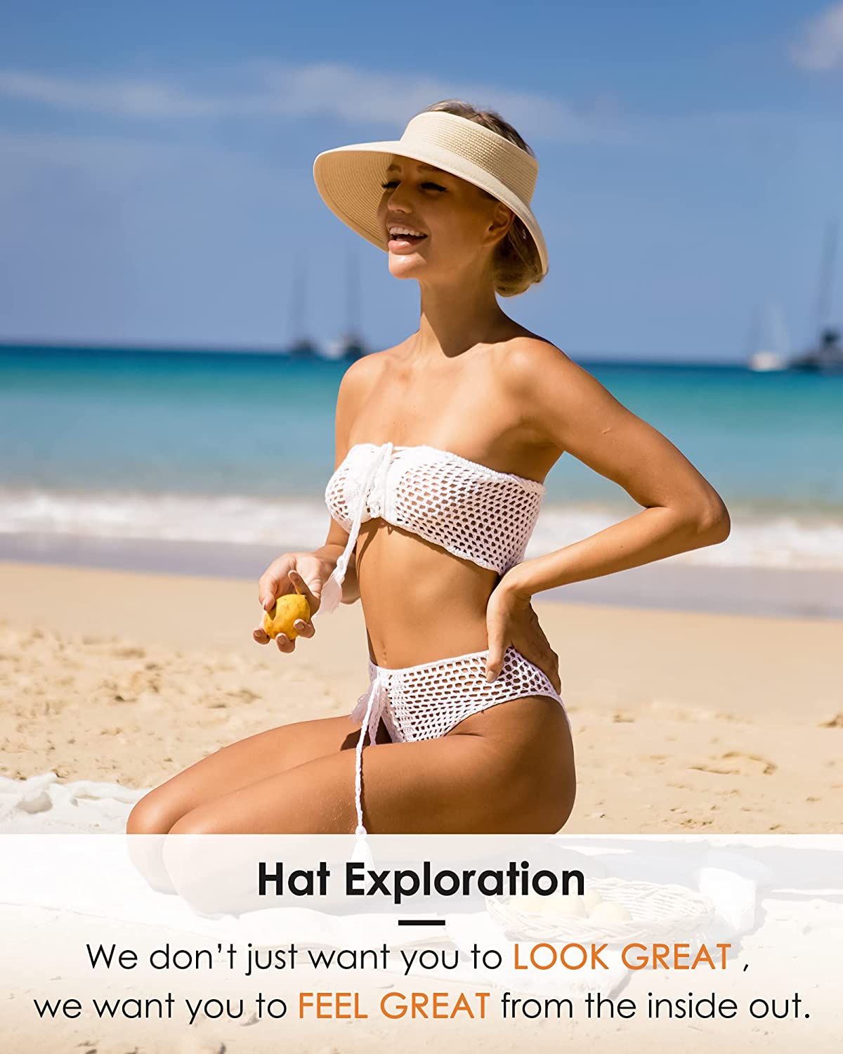 FURTALK Straw Sun Visor for Women, Foldable Wide Brim Beach 
