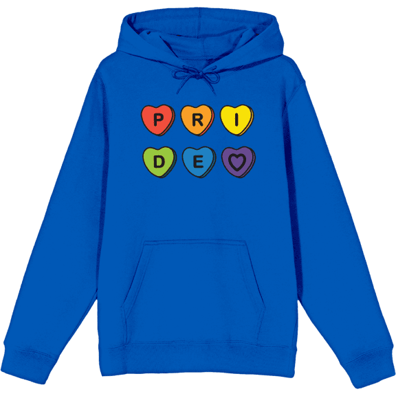 Pride Hearts Adult Blue Long Sleeve Hoodie-XL