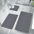 thumbnail image 4 of Sahpxhe Bathroom Rugs Set of 3, Soft Absorbent Non-Slip and Easy To Dry Bath Mat with U-Shaped Toilet Rug 16x24in/16x20in/15x17in Dark Gray, 4 of 6