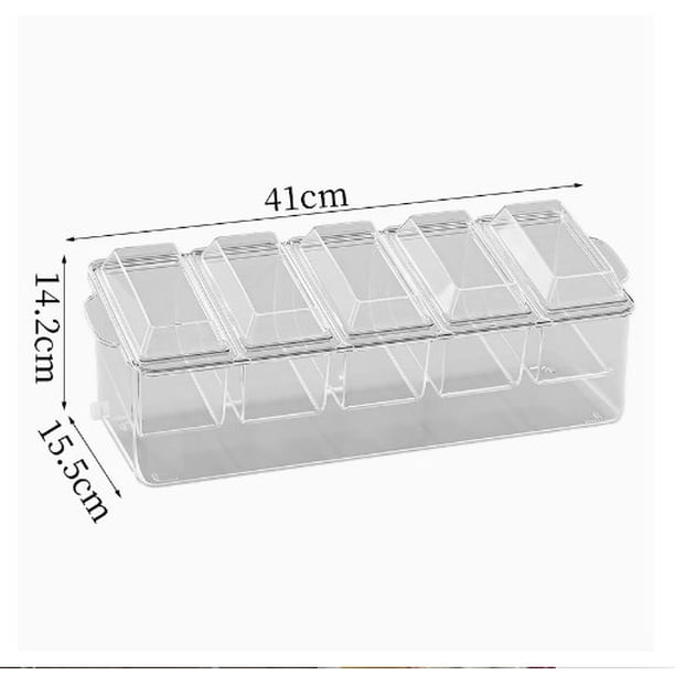 1 juego de servidor de aperitivos refrigerados con compartimentos extraíbles, recipiente de plástico apto para alimentos para ensaladas, bandeja dividida para ensaladas con tapa para fiestas y picni