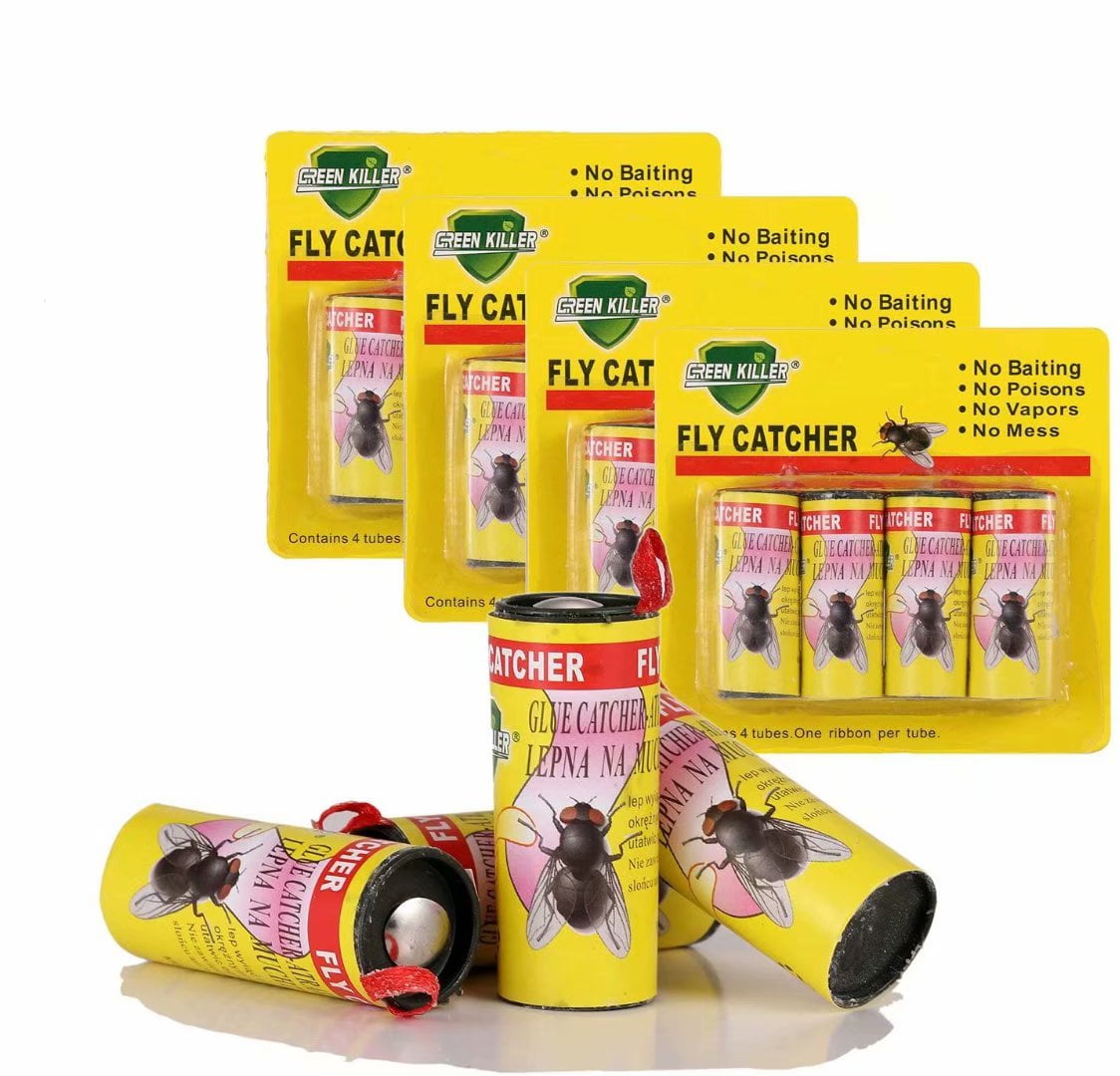 Pesticide Free Fly Paper 16 pack, Fly Catcher Strips,Set for Indoors Outdoors Flying Insects