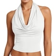 thumbnail image 2 of Women Halter Top Sexy Backless Tank Tops Cowl Neck Summer Going Out Outfits Cami Tops (M,White), 2 of 7