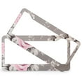 thumbnail image 2 of 2 Pieces Vintage Shabby Chic Peach Pink Rose Floral License Plate Cover Pink Floral Auto Decorative Frames Cars Protector Cover Holder Quality Aluminum Metal 2 Round Holes Gift for Dad, 2 of 6