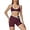 Wine Red, variant on PISONIC Two Piece Workout Sets for Women Color Block Sports Bra and Scrunch Butt Lifting Shorts Gym Yoga Active Wear Outfits