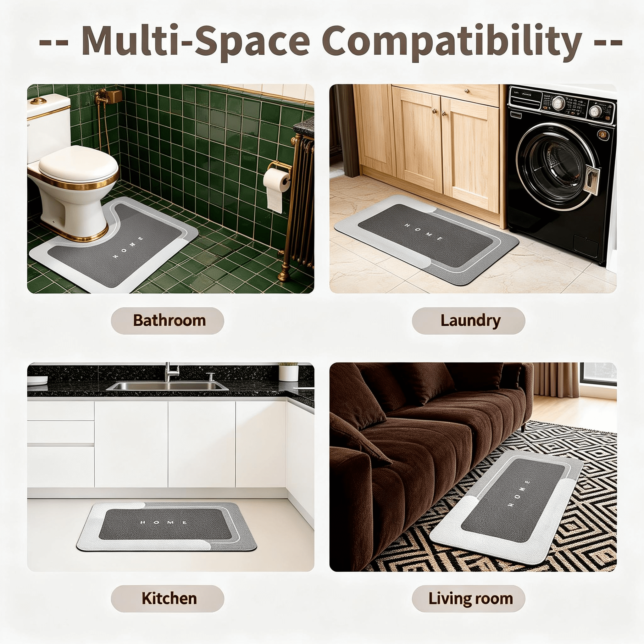 Super Absorbent Diatomite Bath Mat, Quick Dry Non-Slip Rubber Back Bathroom Floor Mat, Soft Diatom Mud Shower Mat for Bathroom Kitchen Living Room, Easy to Clean