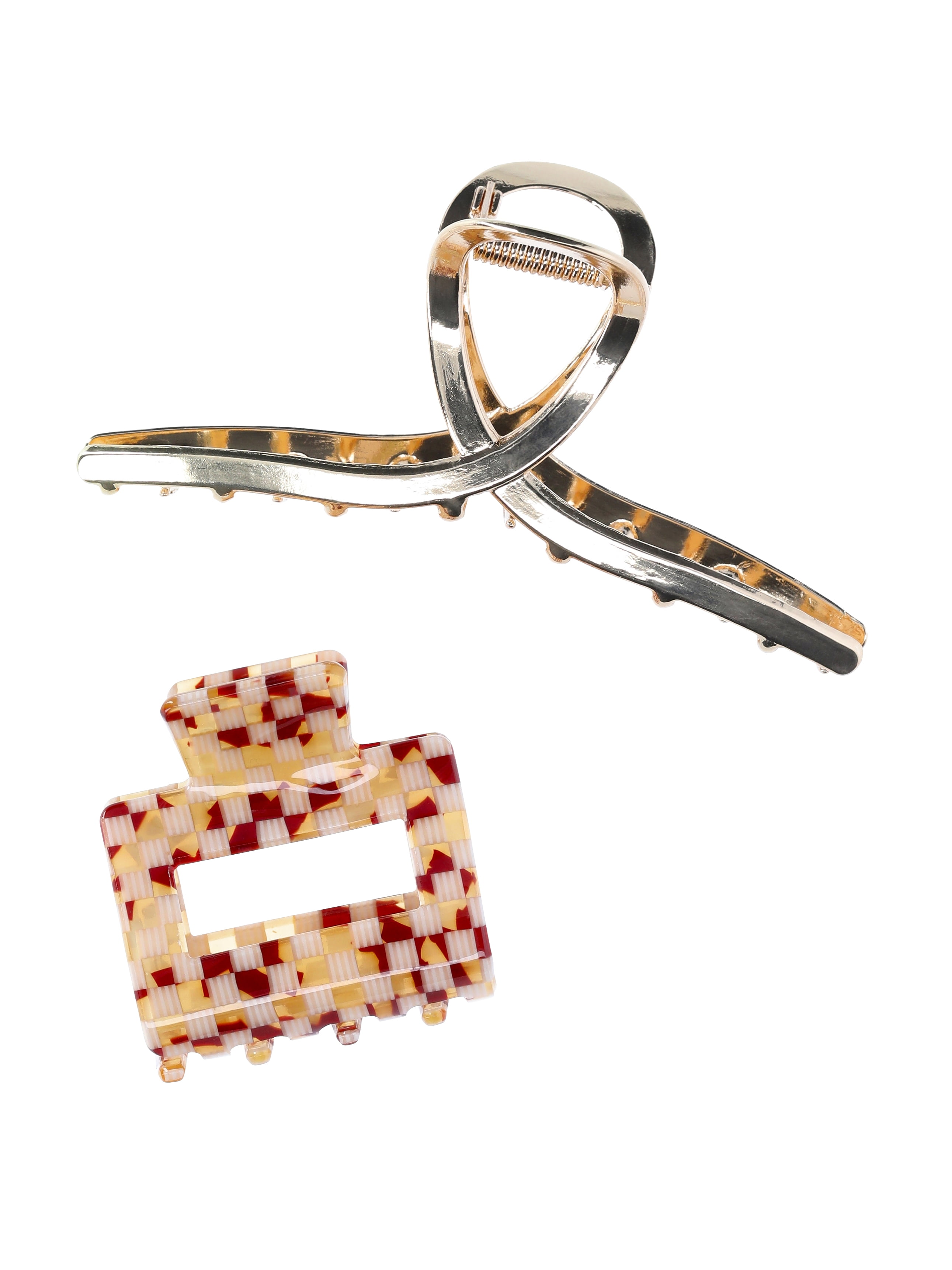 Time and Tru 2 Pack Square and Loop Claws, Gold