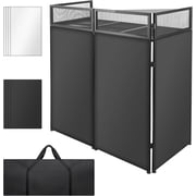 YOTREE Portable DJ Facade Booth, 45"x44"x21" Foldable Metal DJ Table Station with Black & White Scrim and Carrying Bag