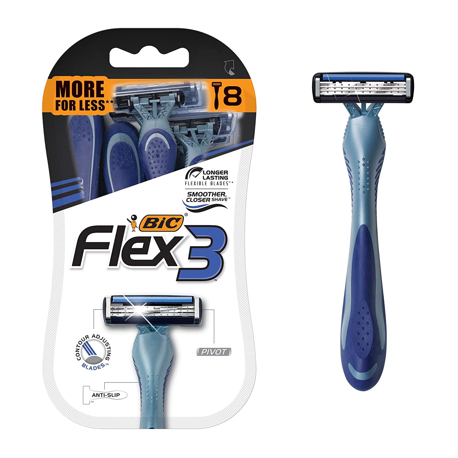Flex 3 Mens 3Blade Disposable Razor, 8 Count