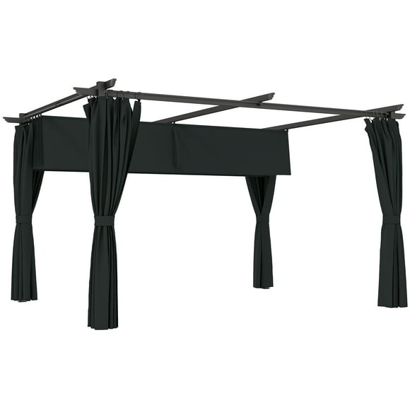 Outsunny 10' x 13' Outdoo Pergola with Retractable Canopy and Curtains