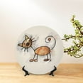 thumbnail image 6 of Cauagu Brown Cat Cartoon Print Bone China Decorative Plate, Wall Mount Plate Holiday Decor Decorative Ceramic Plates with Stand Elegant Household Plates Decorative-6in, 6 of 6