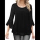 thumbnail image 1 of Blusa Elegante con Volantes para Mujer, 3/4, Cuello Redondo, Doble Capa, , Túnica. Negro L, 1 of 9