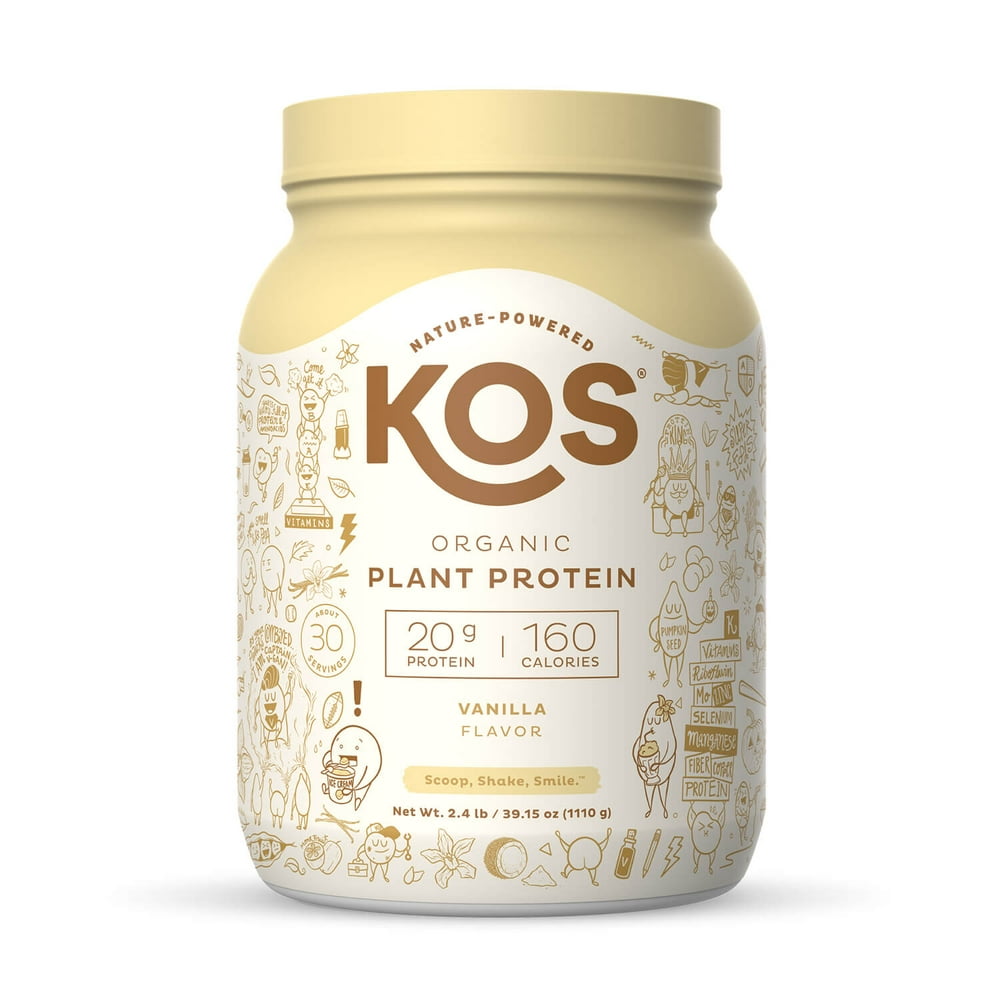 KOS Organic Plant Based Protein Powder, Vanilla, 20g Protein, 2.4lb