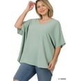 thumbnail image 2 of J. METHOD Women's Tunic Top - Woven Airflow V-neck Dolman Short Sleeve T Shirts with Chest Pocket, 2 of 3