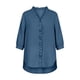 thumbnail image 2 of Tops de Verano de Mujer con Mangas Casual Faux Denim Cuello en V Ruffled Tres Cuartos de Manga Blusa, Ligero Y Cómodo para el Uso Diario, 2 of 5