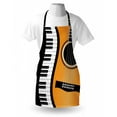 thumbnail image 4 of Music Apron, Conceptual Piano Keyboard Wave and an Acoustic Guitar Composition, Unisex Kitchen Bib with Adjustable Neck for Cooking Gardening, Adult Size, Charcoal Grey Orange, by Ambesonne, 4 of 4