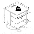 thumbnail image 3 of Furinno Andrey Side Table, Charging Station End Table with Storage Bin, Night Stand, Bedside Table with USB and Type-C Charging Port, for Living Room, Bedroom, Light Marble/Ivory, 3 of 5