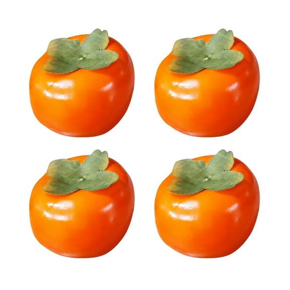 Pack Of 4 Artificial Persimmon Realistic Simulation Persimmon Fruit Kitchen Decoration for Party Decoration and Display