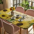 thumbnail image 3 of Sunflowers Table Cloths for 4 Foot Rectangle Tables, Retro Spring Botanical Blossom Flowers Bees Patio Waterproof Elastic Fitted Tablecloths, Washable Rectangular Table Cover for Camping, 3 of 8