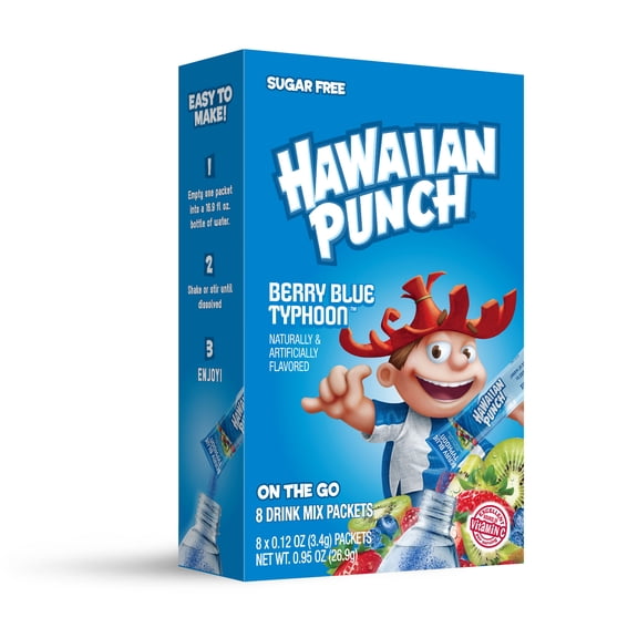 Hawaiian Punch Powder Drink Mix, Berry Blue Typhoon, 8 Stickpacks