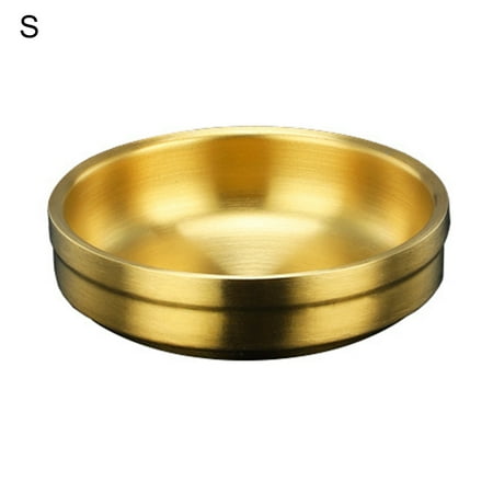 

Grandest Birch Small Dish Double Layers Insulation Stainless Steel Korean Style Anti-scalding Kimchi Bowl Saucer Kitchen Supplies