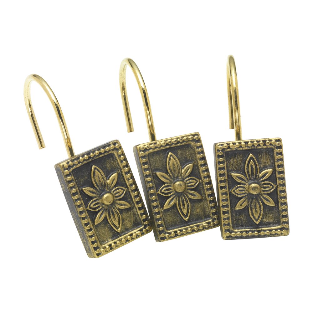 "Carlisle" Resin Shower Curtain Hooks in Antique Gold