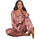 thumbnail image 3 of Pijama de estilo europeo y americano ancho de Jacquard para el hogar, ropa de mujer, suministro de comercio exterior, cárdigan de satén de manga larga, 3 of 5