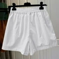 thumbnail image 4 of QUNYINEY Summer Shorts for Women High Waist Casual White Bermuda Shorts Loose Elastic Waist Wide Leg Cotton Shorts, 4 of 6