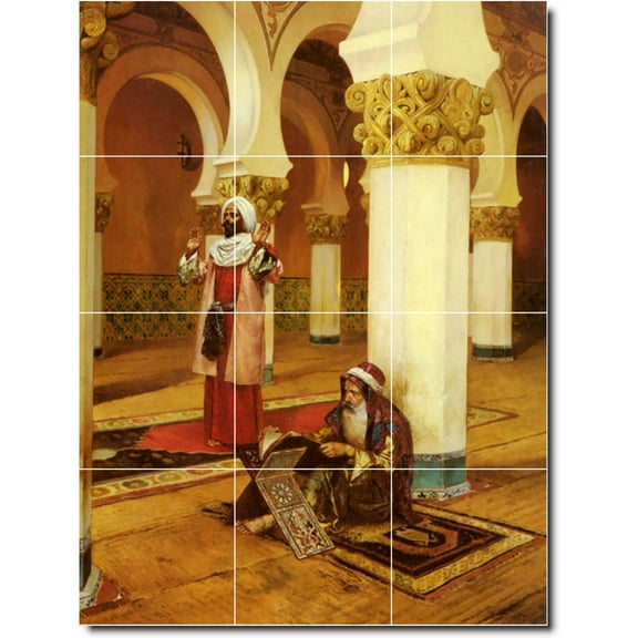 Ceramic Tile Mural-Rudolf Ernst Historical Bathroom Tile Mural 9. 12.75" w x 17" h using (12) 4.25 x 4.25 ceramic tiles