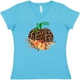 thumbnail image 3 of Inktastic Cheetah Print Pretty Pumpkin with Fall Leaves Women's V-Neck T-Shirt, 3 of 5