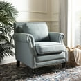 thumbnail image 2 of SAFAVIEH Karsen Traditional Rustic Upholstered Club Chair with Casters, Seaside Blue, 2 of 10