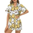 thumbnail image 1 of SKQIT Ensembles de Pyjama à Manches Courtes pour Femmes, 2 Pcs Imprimé Mignon Chemise Boutonnée en Satin Doux et Shorts, 1 of 8