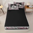 thumbnail image 4 of Homewish Skull Skeleton Zipper Full Size Comforter Sets with Fitted Sheet and 2 Pillowcases,Pink Floral Mushrooms Zipper Bedding Set,Halloween Bed Set,Black Reversible,4pcs, 4 of 8