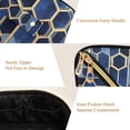 thumbnail image 5 of FORMRS Makeup Bag Travel Cosmetic Organizer for Women Fold Flat Zipper Pouch with Handle, Blue Hexagon Pattern, 5 of 8