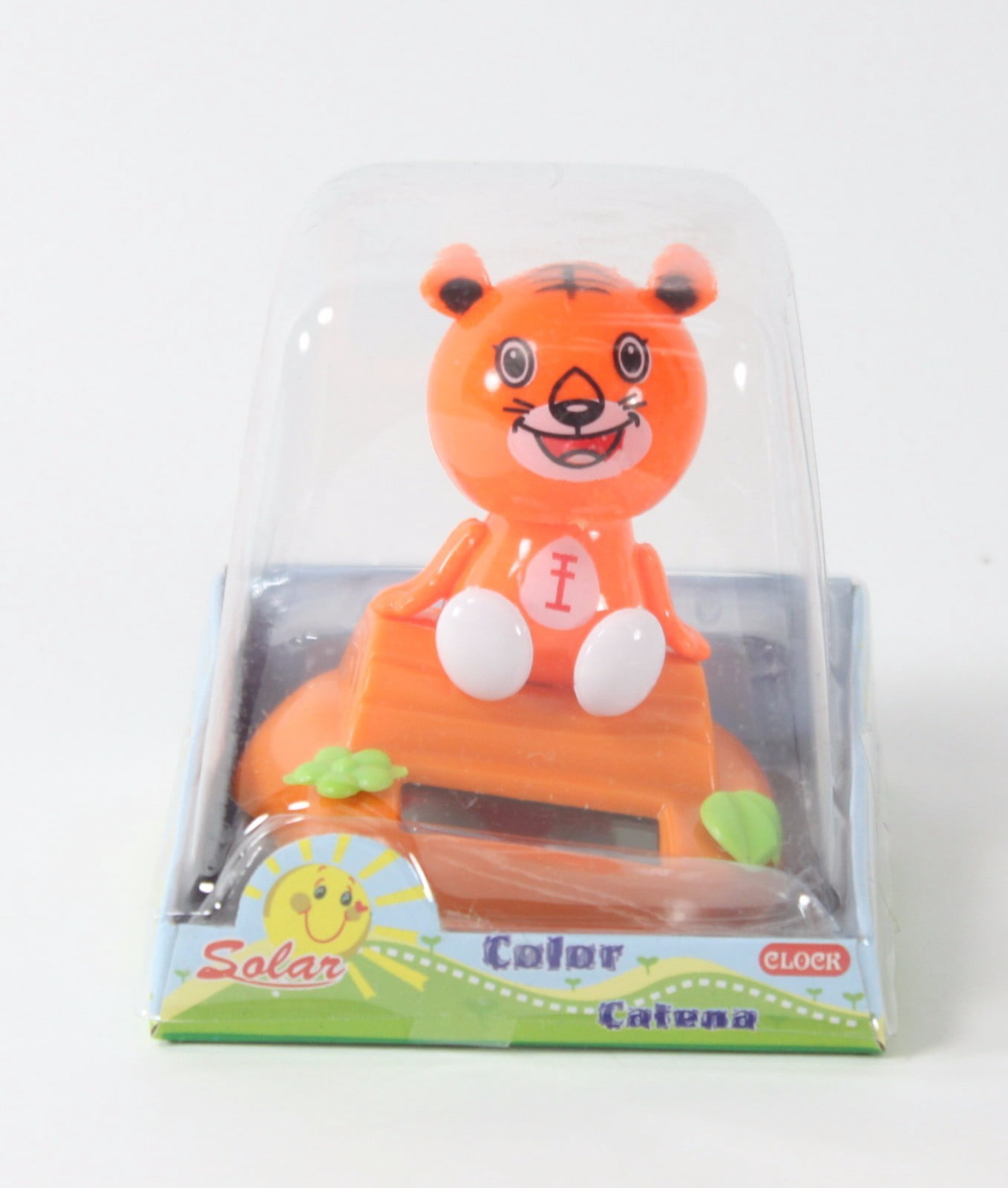 Orange Tiger Sitting on Log Chinese Zodiac Dashboard Home Decor Gift Solar Toy B11205