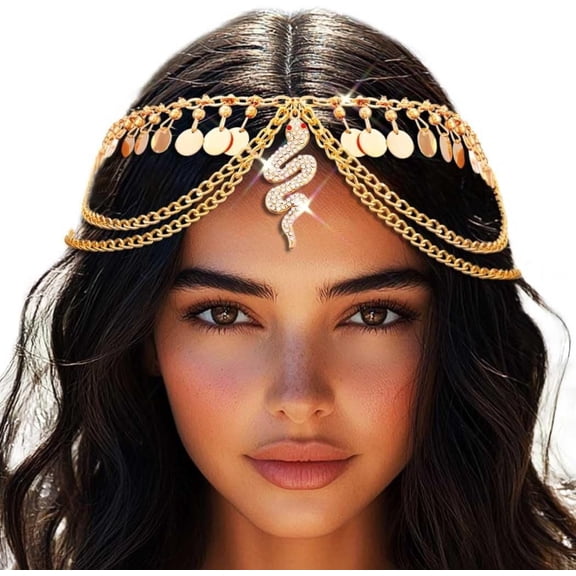 Egyptian Headpiece Sequin Chain Snake Hair Accessories for Women