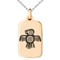 thumbnail image 1 of Stainless Steel Aztec Truth & Wisdom Eagle Rune Engraved Small Rectangle Dog Tag Charm Pendant Necklace, 1 of 1