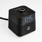 CubieBlue Black Smart Alarm Clock With Bluetooth Speaker, 2 USB Ports & 2