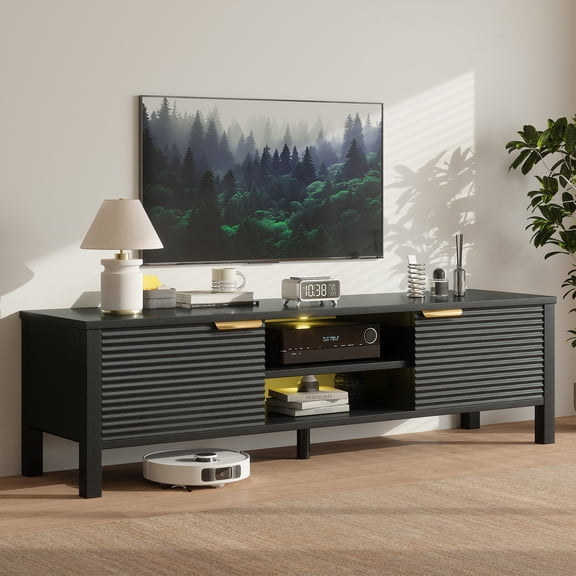 TV Stand for Living Room - up to 65 Inch TVs Mid Century Modern Entertainment Center with Storage and Adjustable Shelves, Media Console Table Walnut 60"