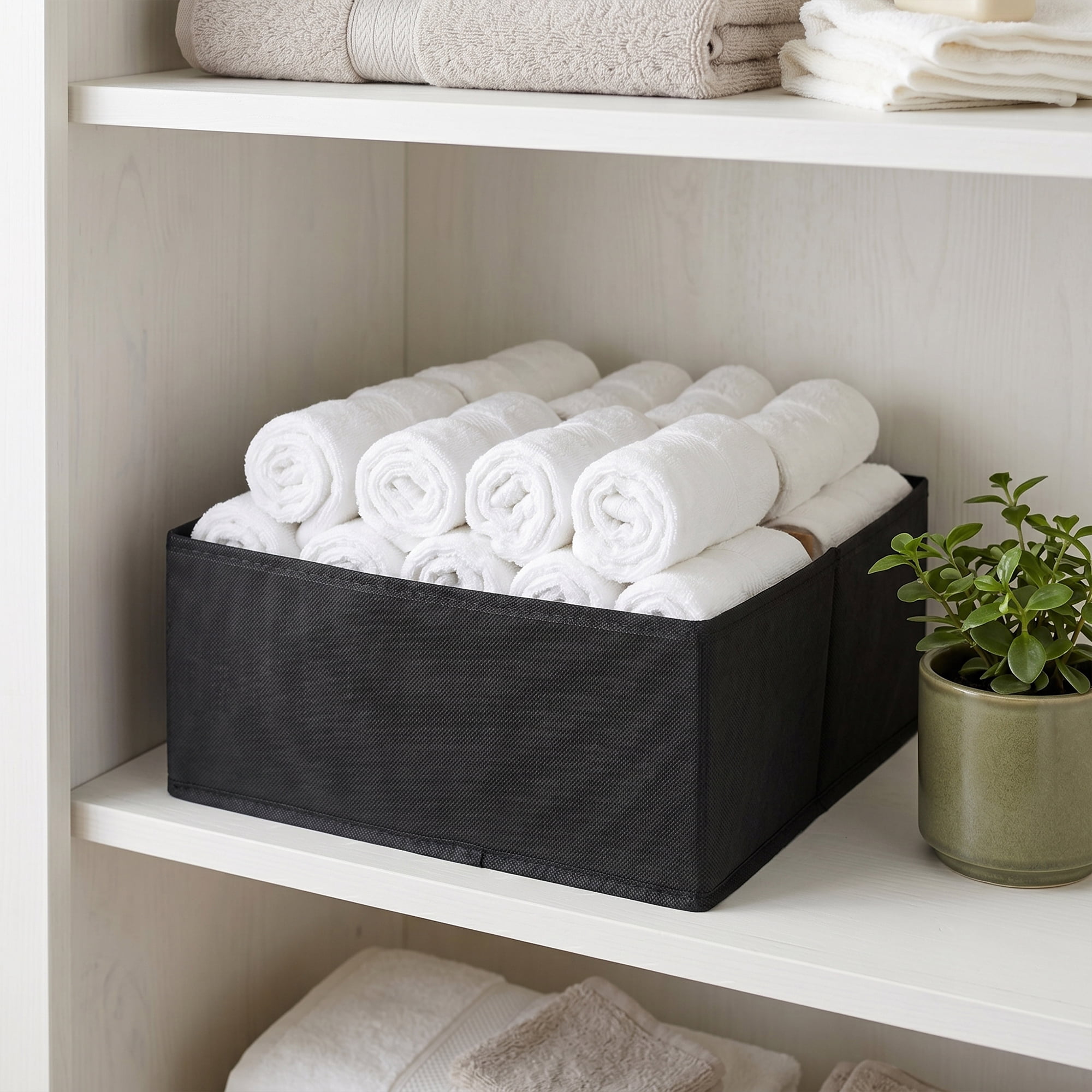 Unique Bargains Storage Bin with Zipper for Organizing Clothes Black 11" x 11" x 4.7"