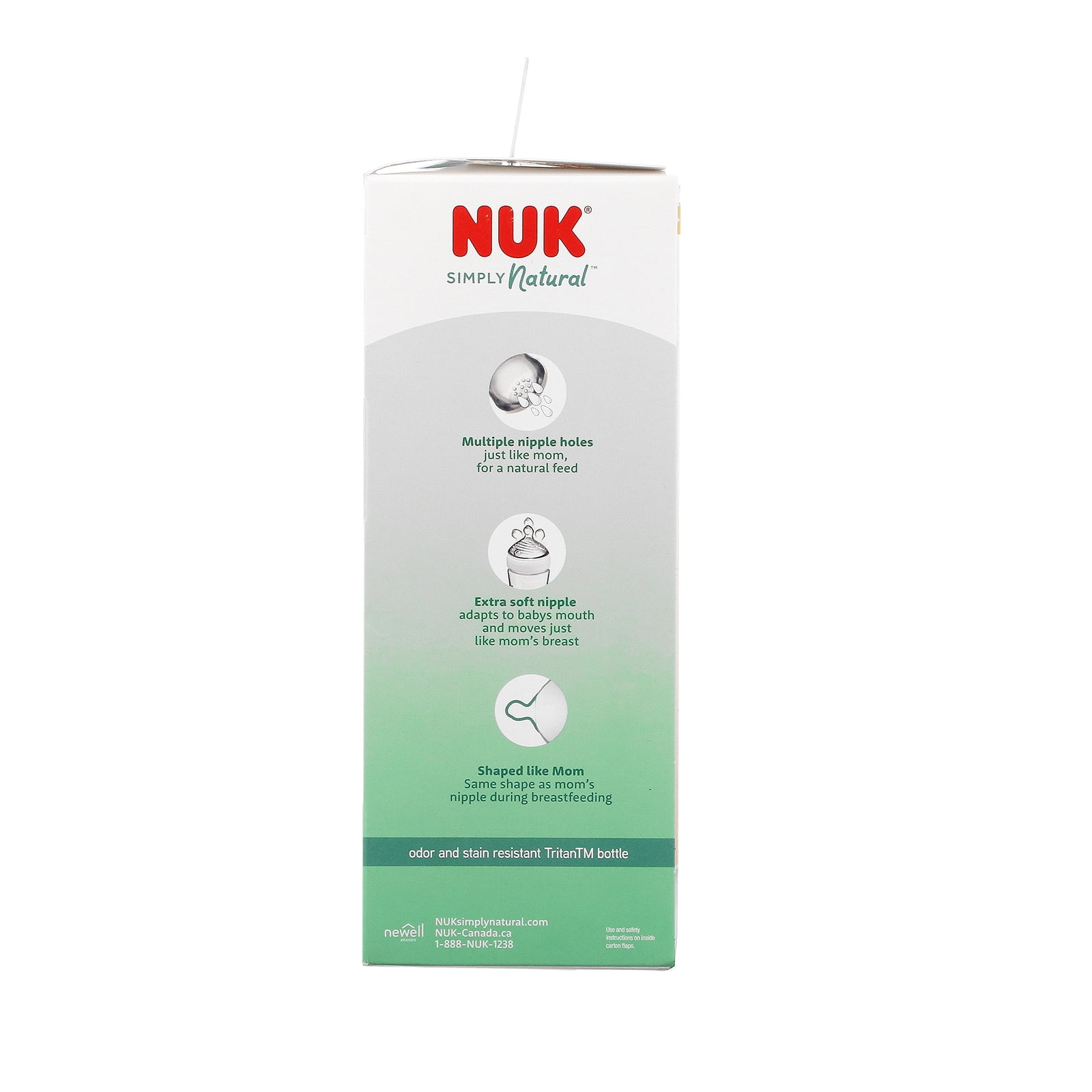 NUK Simply Natural Bottles, 1 Month or Older, Medium Flow, 9 oz, Clear, 3 Count