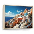 thumbnail image 2 of Designart "Cityscape Popart Colorful Santorini painting I" Santorini Floater Framed Wall Decor, 2 of 7