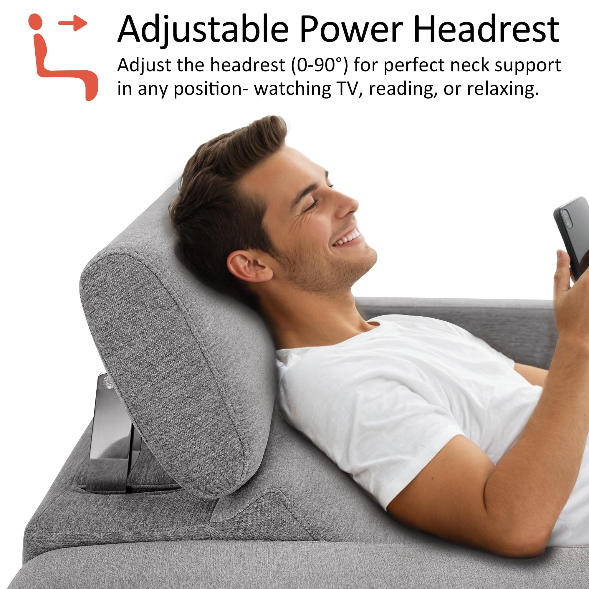 MCombo 62.2'' Wall Hugger Power Loveseat Recliner Sofa for Living Room, Office, Fabric, Grey