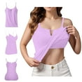thumbnail image 2 of WTOBBY Women's Solid Color Adjustable Camisole with Removable Padded Bra, Sexy Plus Size Support Underwear, Soft Stretchy Layering Tank Top for Daily Wear,Purple Pink 2XL, 2 of 5