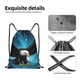 thumbnail image 4 of Saiise Night Sky Forest Bald Eagle Pattern Sports Drawstring Backpack - String Swim Gym Bag with Wet Proof Pocket for Women&Men-Small, 4 of 6