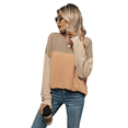 thumbnail image 2 of Camisa Holgada Informal de Punto con Cuello Redondo y Larga con Bloques de Color para Mujer, Color Amarillo Albaricoque M, 2 of 6